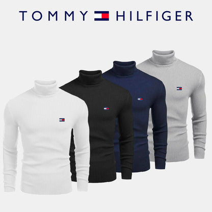 Slim Fit Ribbed Turtleneck Sweater - Premium Cotton Blend