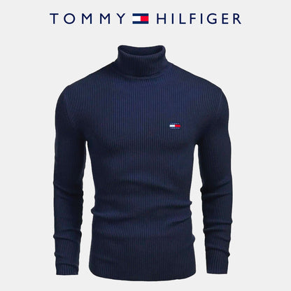 Slim Fit Ribbed Turtleneck Sweater - Premium Cotton Blend